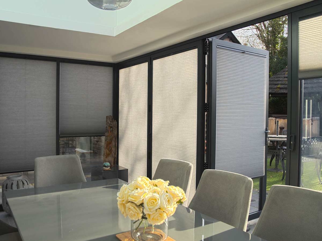 Folding Door Blinds with Duette® Fabrics