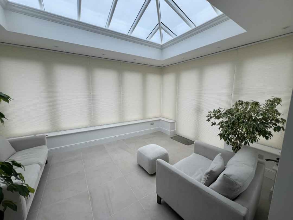 Cream Blinds in Modern Conservatory Garden Room
